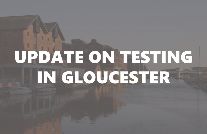 Image of Gloucester with text: Update on testing in Gloucester