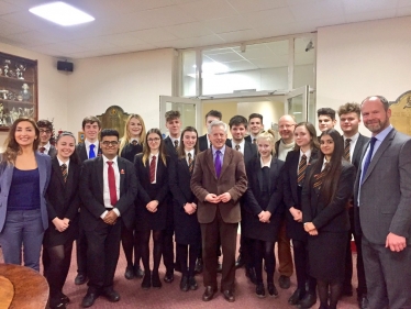 Richard with pupils from the Crypt School